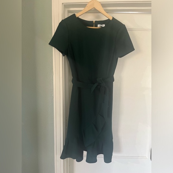 Calvin Klein Tie Waist Ruffle Hem Dress 10 - Picture 3 of 3